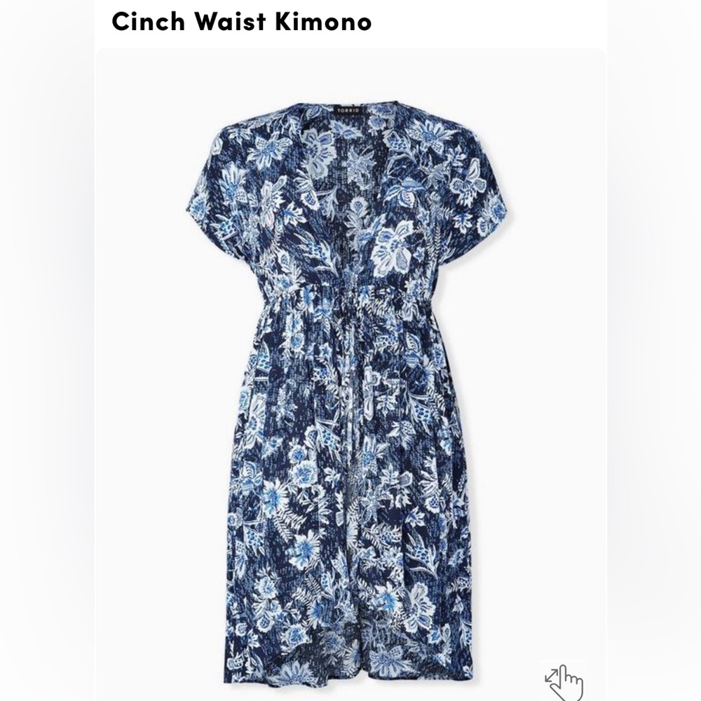 Torrid Blue Cinch Waist Kimono 1/2